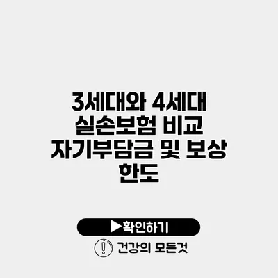 3세대와 4세대 실손보험 비교 자기부담금 및 보상 한도