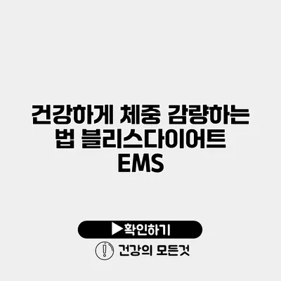 건강하게 체중 감량하는 법 블리스다이어트 EMS