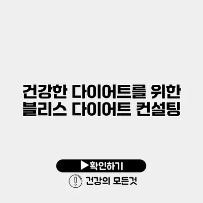 건강한 다이어트를 위한 블리스 다이어트 컨설팅