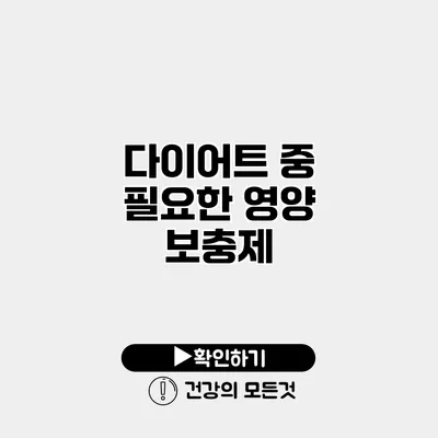 다이어트 중 필요한 영양 보충제