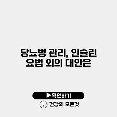 당뇨병 관리, 인슐린 요법 외의 대안은?