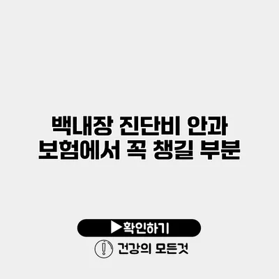 백내장 진단비 안과 보험에서 꼭 챙길 부분