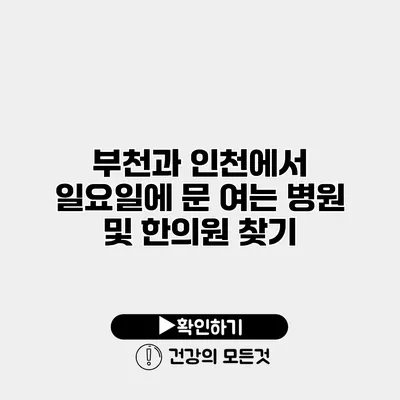 부천과 인천에서 일요일에 문 여는 병원 및 한의원 찾기