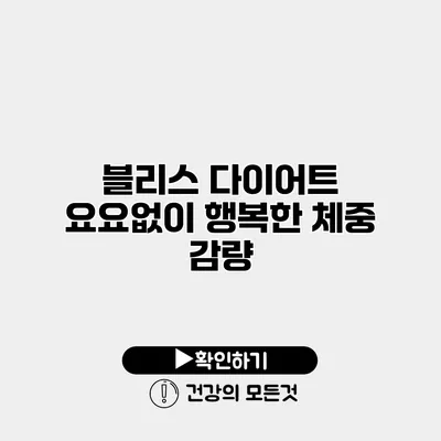 블리스 다이어트 요요없이 행복한 체중 감량