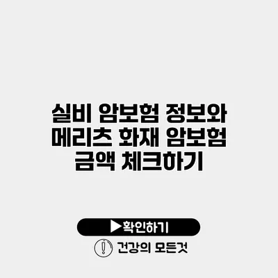 실비 암보험 정보와 메리츠 화재 암보험 금액 체크하기