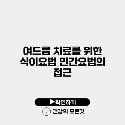 여드름 치료를 위한 식이요법 민간요법의 접근