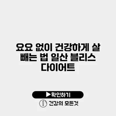 요요 없이 건강하게 살 빼는 법 일산 블리스 다이어트