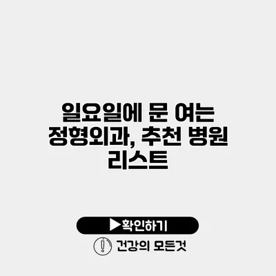 일요일에 문 여는 정형외과, 추천 병원 리스트