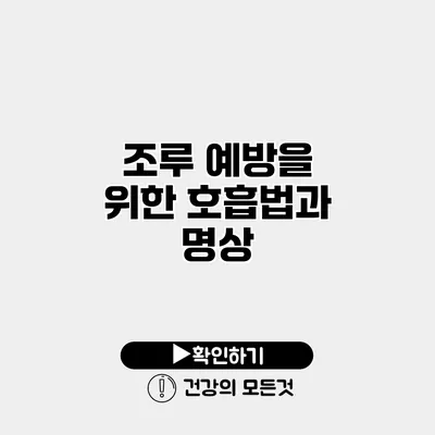 조루 예방을 위한 호흡법과 명상