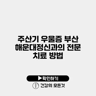 주산기 우울증 부산 해운대정신과의 전문 치료 방법