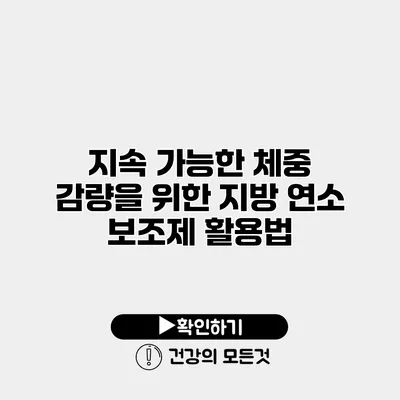 지속 가능한 체중 감량을 위한 지방 연소 보조제 활용법