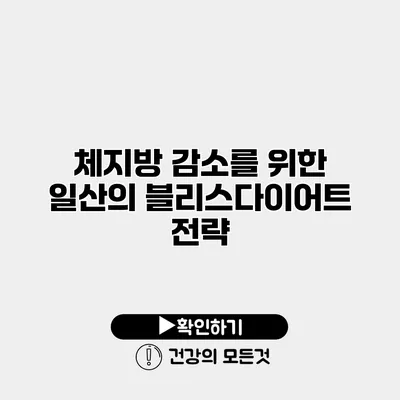체지방 감소를 위한 일산의 블리스다이어트 전략