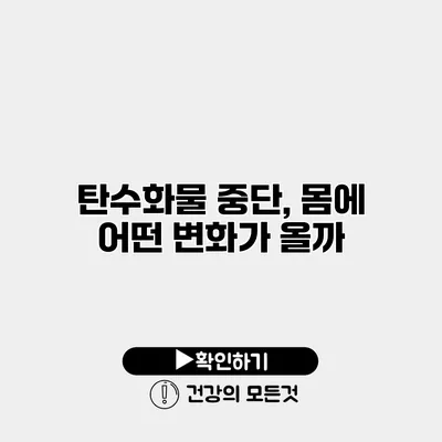 탄수화물 중단, 몸에 어떤 변화가 올까?