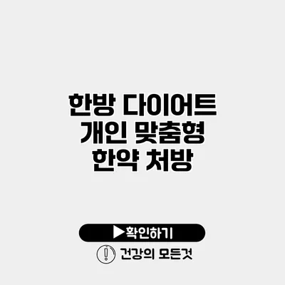 한방 다이어트 개인 맞춤형 한약 처방
