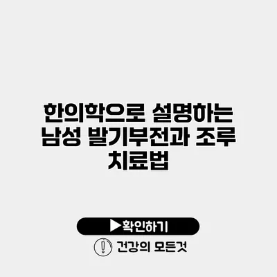 한의학으로 설명하는 남성 발기부전과 조루 치료법
