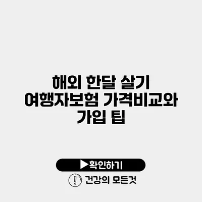 해외 한달 살기 여행자보험 가격비교와 가입 팁