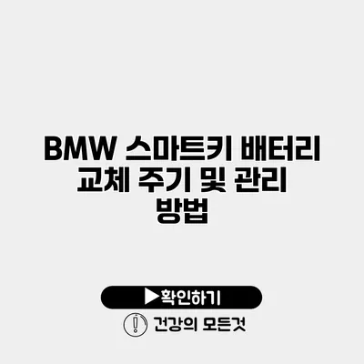 BMW 스마트키 배터리 교체 주기 및 관리 방법
