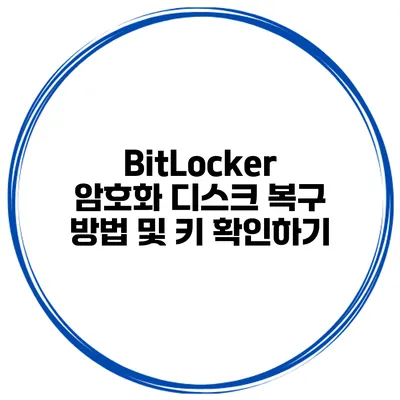 BitLocker 암호화 디스크 복구 방법 및 키 확인하기