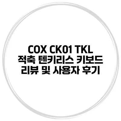 COX CK01 TKL 적축 텐키리스 키보드 리뷰 및 사용자 후기
