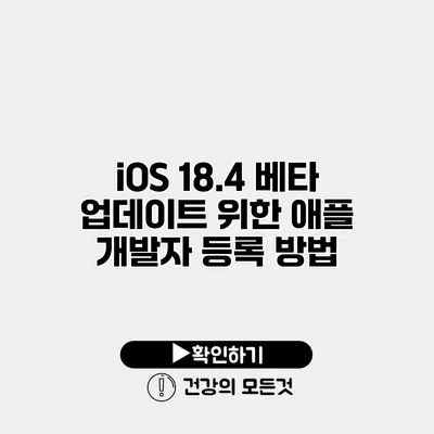 iOS 18.4 베타 업데이트 위한 애플 개발자 등록 방법