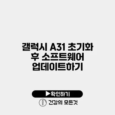 갤럭시 A31 초기화 후 소프트웨어 업데이트하기