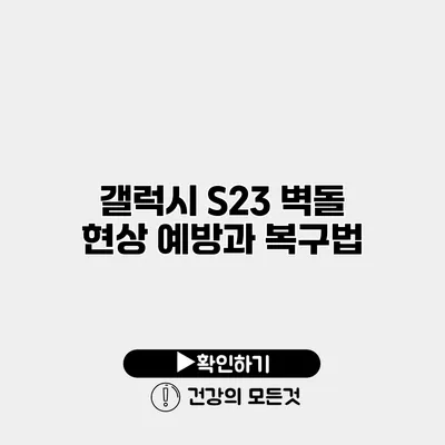 갤럭시 S23 벽돌 현상 예방과 복구법