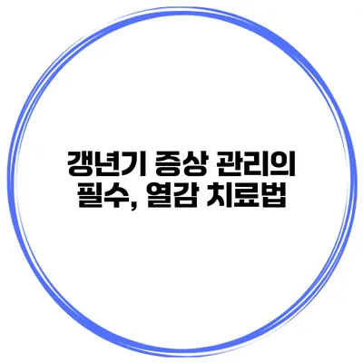 갱년기 증상 관리의 필수, 열감 치료법