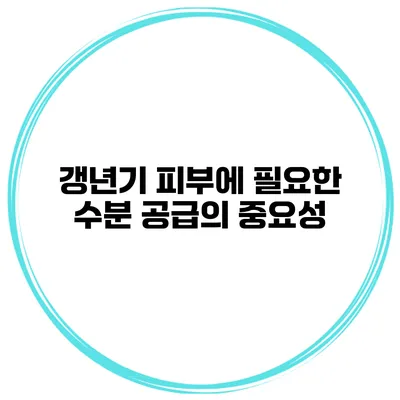 갱년기 피부에 필요한 수분 공급의 중요성