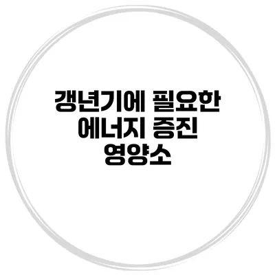 갱년기에 필요한 에너지 증진 영양소