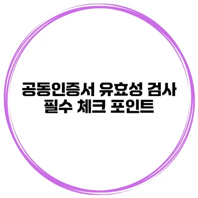 공동인증서 유효성 검사 필수 체크 포인트
