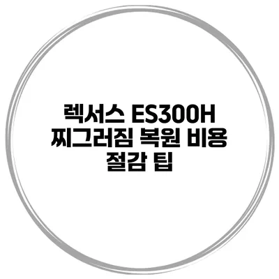 렉서스 ES300H 찌그러짐 복원 비용 절감 팁