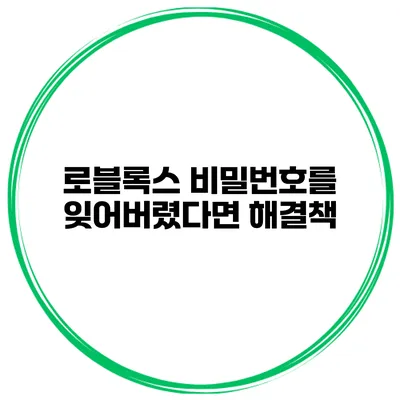 로블록스 비밀번호를 잊어버렸다면? 해결책