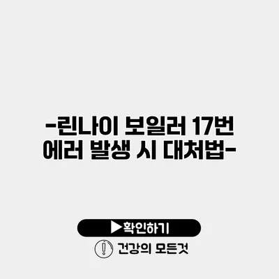 -린나이 보일러 17번 에러 발생 시 대처법-