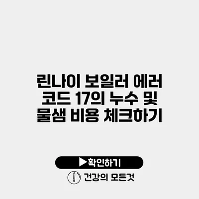 린나이 보일러 에러 코드 17의 누수 및 물샘 비용 체크하기