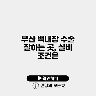 부산 백내장 수술 잘하는 곳, 실비 조건은?