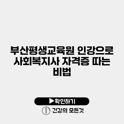 부산평생교육원 인강으로 사회복지사 자격증 따는 비법