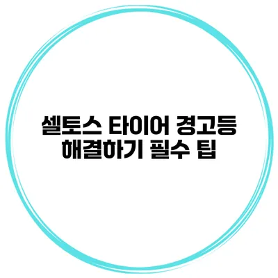 셀토스 타이어 경고등 해결하기 필수 팁