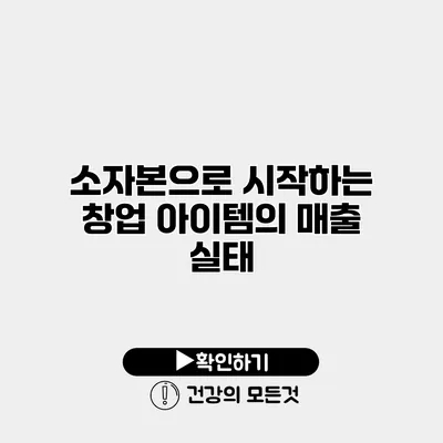소자본으로 시작하는 창업 아이템의 매출 실태