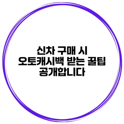 신차 구매 시 오토캐시백 받는 꿀팁 공개합니다