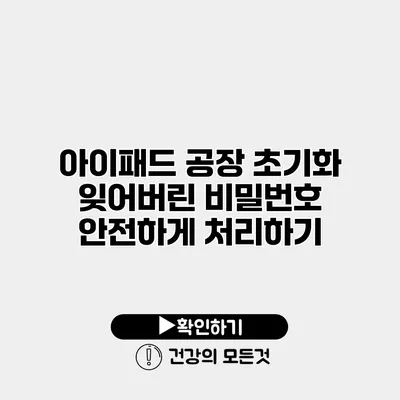 아이패드 공장 초기화 잊어버린 비밀번호 안전하게 처리하기