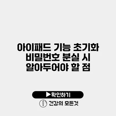 아이패드 기능 초기화 비밀번호 분실 시 알아두어야 할 점