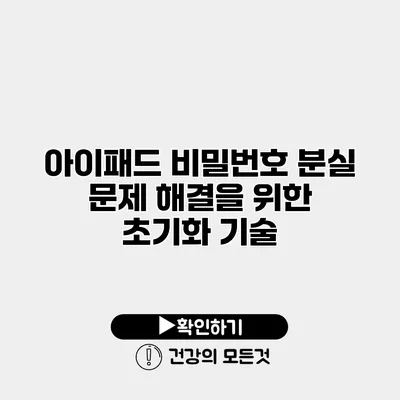 아이패드 비밀번호 분실 문제 해결을 위한 초기화 기술