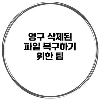 영구 삭제된 파일 복구하기 위한 팁
