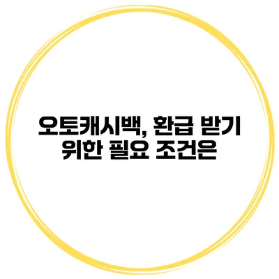 오토캐시백, 환급 받기 위한 필요 조건은?