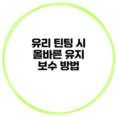 유리 틴팅 시 올바른 유지 보수 방법