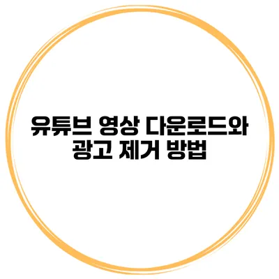 유튜브 영상 다운로드와 광고 제거 방법