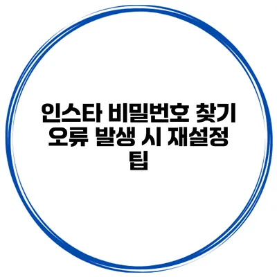 인스타 비밀번호 찾기 오류 발생 시 재설정 팁