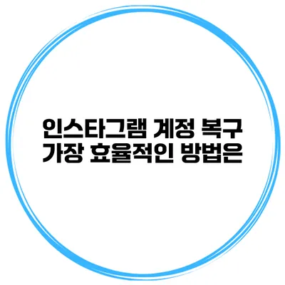 인스타그램 계정 복구 가장 효율적인 방법은?