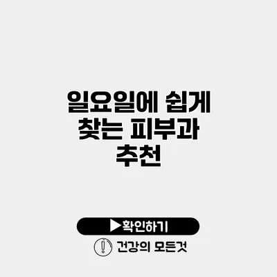 일요일에 쉽게 찾는 피부과 추천