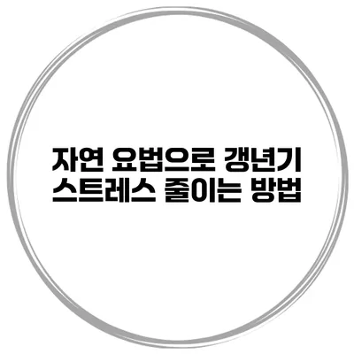 자연 요법으로 갱년기 스트레스 줄이는 방법